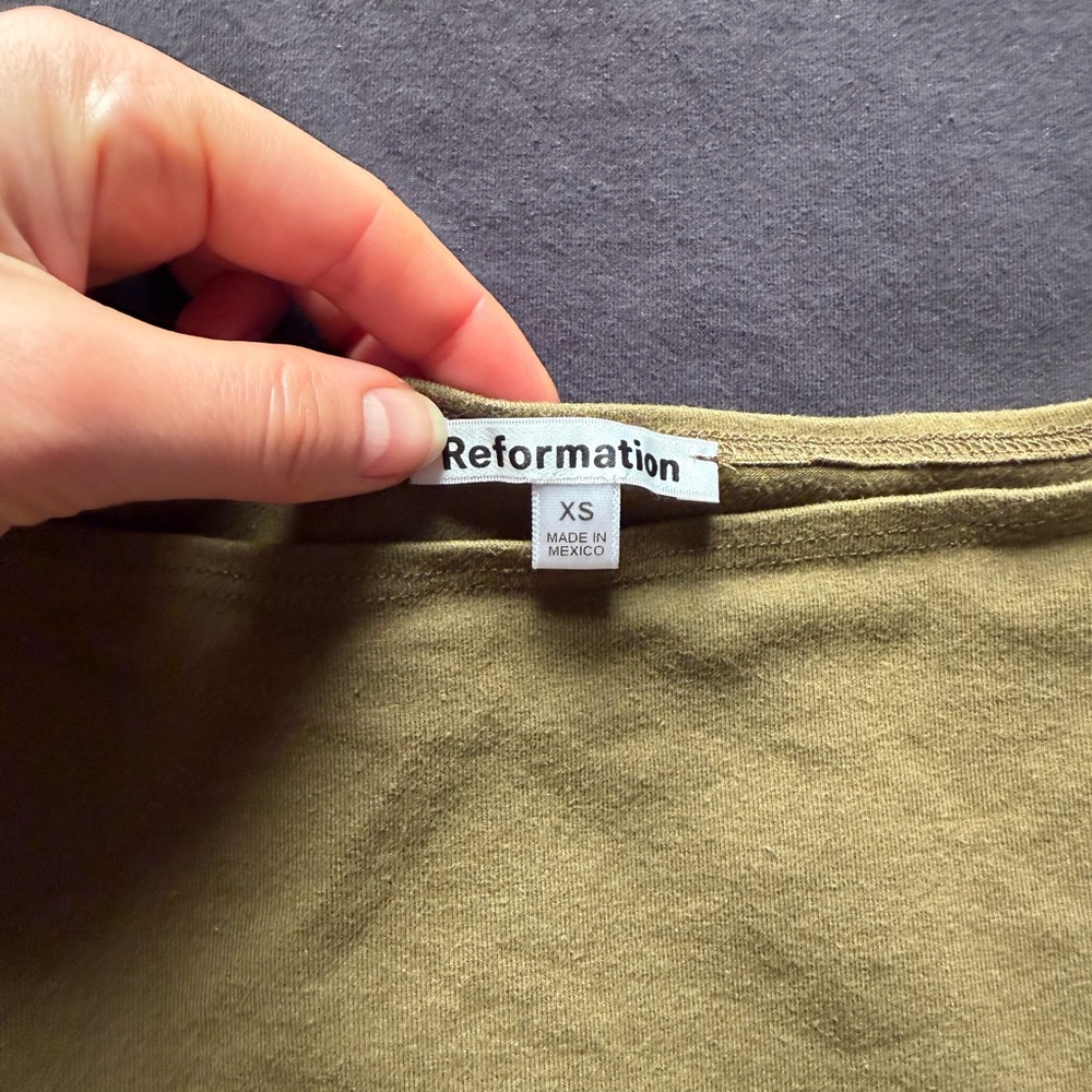(2) Two Tops-Reformation Dusk Knit Top Olive Green & Brandy Melville Black XS - Picture 9 of 10